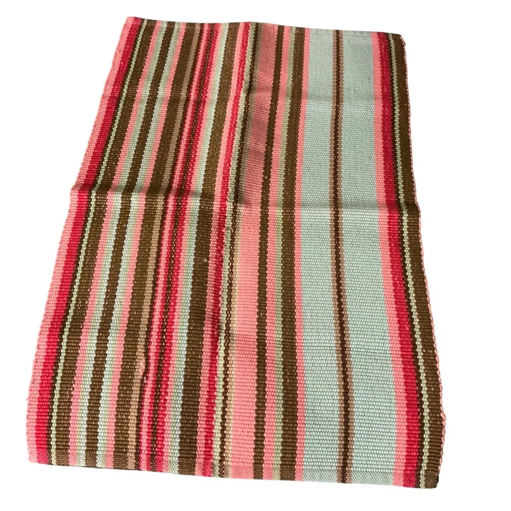 Dash & Albert Handwoven Striped Polypropylene UV Rug 2x3 Pink Brown Multi
